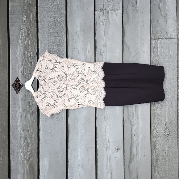 TED BAKER Sarvani Lace Bodice Dress Black Beige sz 2 US 6 Women's - Picture 6 of 9